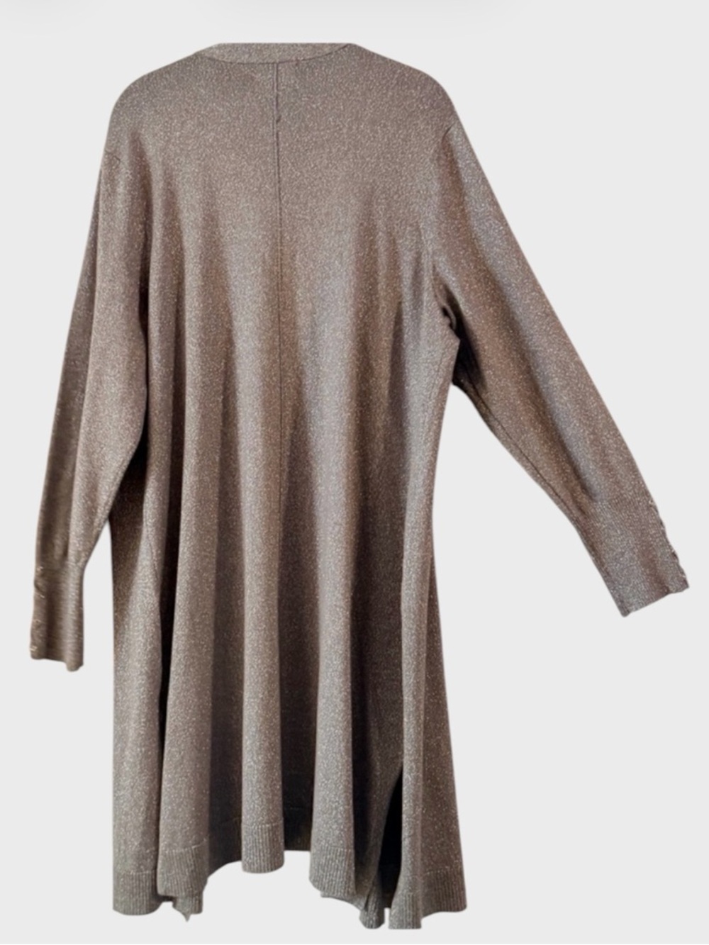 JM Collection Metallic Silver Shimmer Open Front Duster Cardigan Sweater XL - Picture 2 of 9